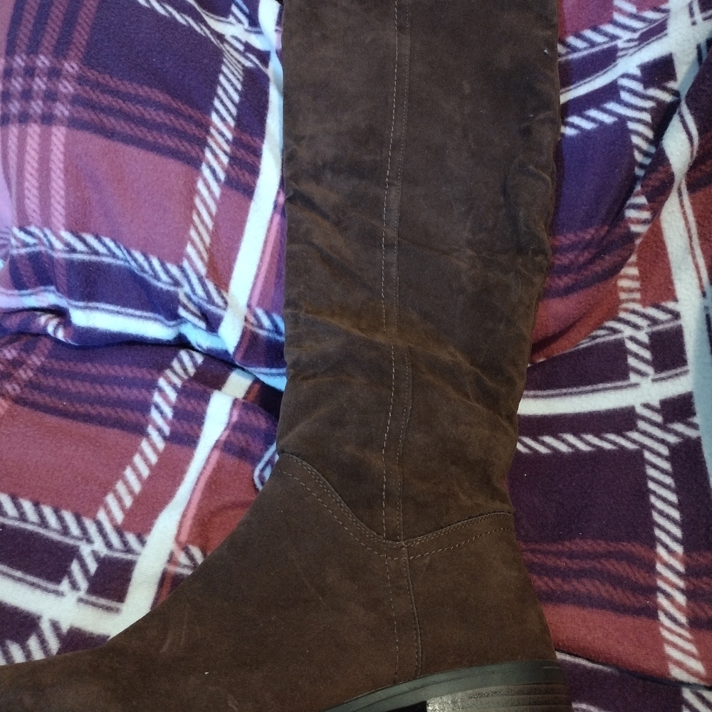 Brown knee high flat boots